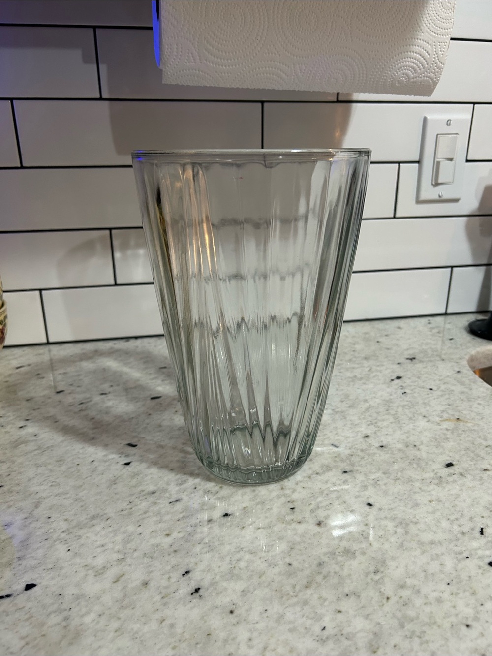 Clear Ribbed Glass Vase 12 in - Collection